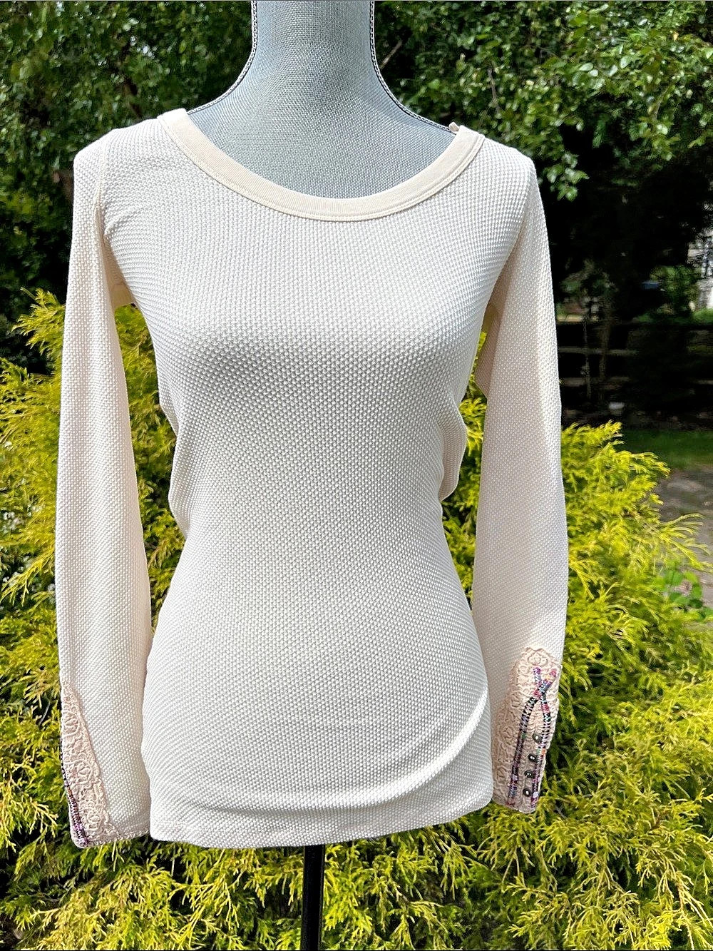 Free People Textured Long Sleeve Top Tunic Size Medium